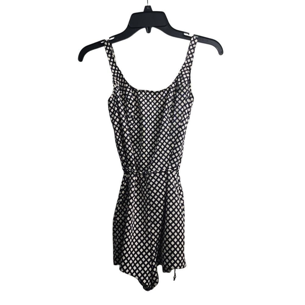 Jantzen Black and White Checkered Summer‎ Swim Dress with Tie Belt Size 12